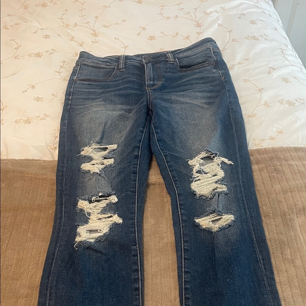 American Eagle Outfitters Ripped Blue Skinny Jeans